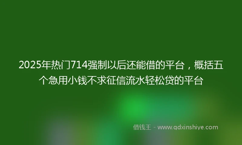 2025年热门714强制以后还能借的平台，概括五个急用小钱不求征信流水轻松贷的平台