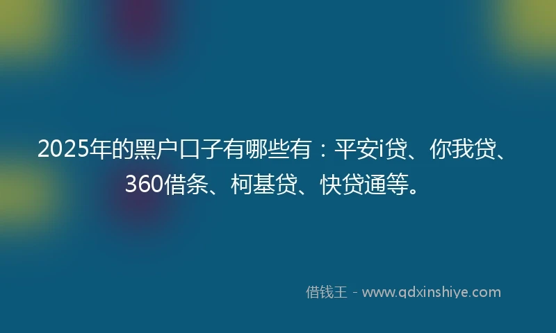 2025年的黑户口子有哪些有：平安i贷、你我贷、360借条、柯基贷、快贷通等。