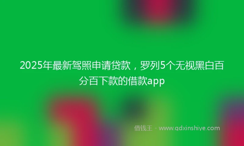 2025年最新驾照申请贷款，罗列5个无视黑白百分百下款的借款app