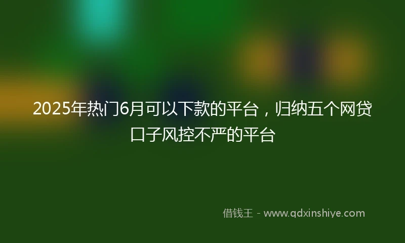 2025年热门6月可以下款的平台,归纳五个网贷口子风控不严的平台