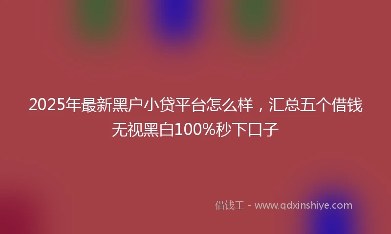 2025年最新黑户小贷平台怎么样，汇总五个借钱无视黑白100%秒下口子