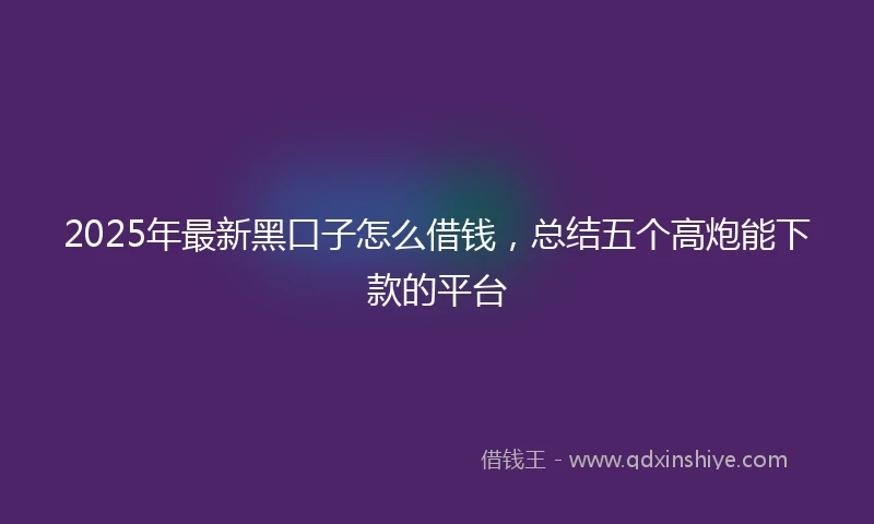 2025年最新黑口子怎么借钱，总结五个高炮能下款的平台