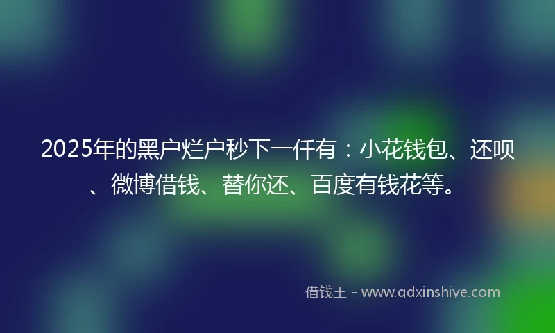 2025年的黑户烂户秒下一仟有:小花钱包、还呗、微博借钱、替你还、百度有钱花等。