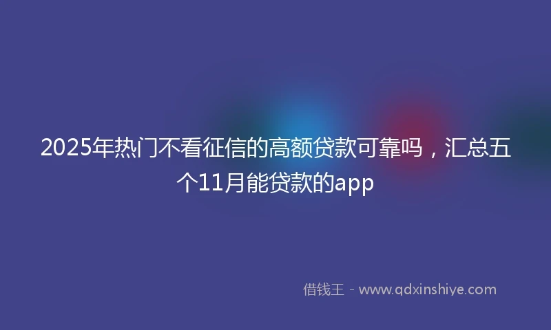 2025年热门不看征信的高额贷款可靠吗,汇总五个11月能贷款的app