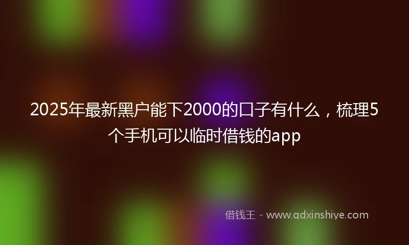 2025年最新黑户能下2000的口子有什么，梳理5个手机可以临时借钱的app