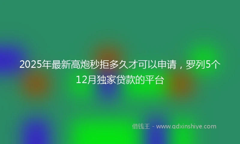 2025年最新高炮秒拒多久才可以申请，罗列5个12月独家贷款的平台