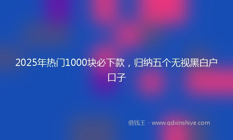 2025年热门1000块必下款，归纳五个无视黑白户口子