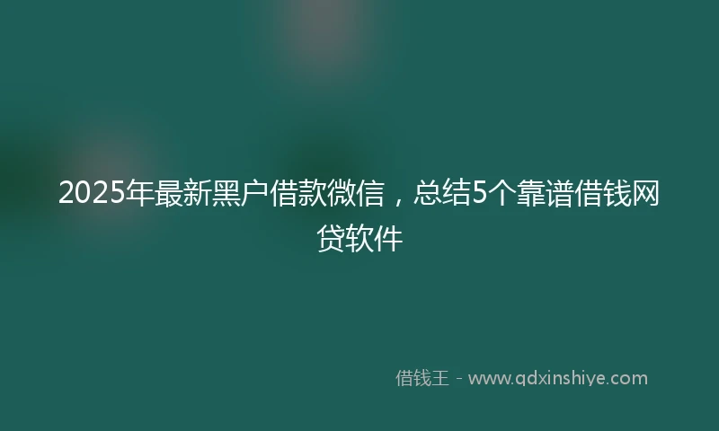 2025年最新黑户借款微信，总结5个靠谱借钱网贷软件