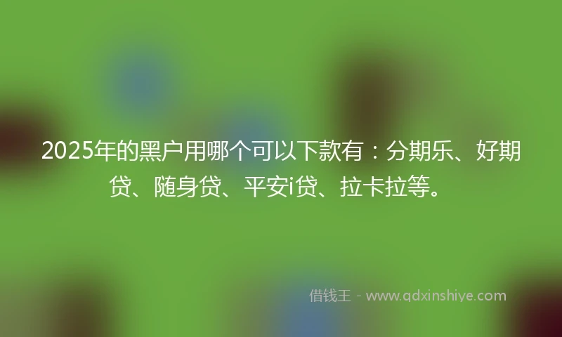2025年的黑户用哪个可以下款有：分期乐、好期贷、随身贷、平安i贷、拉卡拉等。