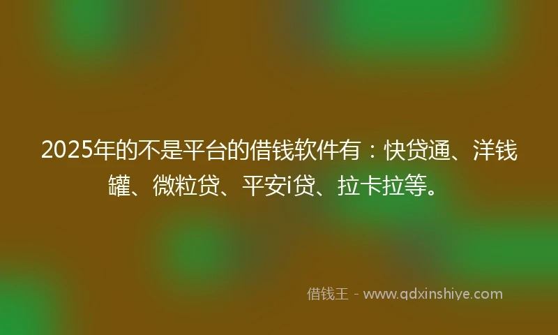 2025年的不是平台的借钱软件有：快贷通、洋钱罐、微粒贷、平安i贷、拉卡拉等。