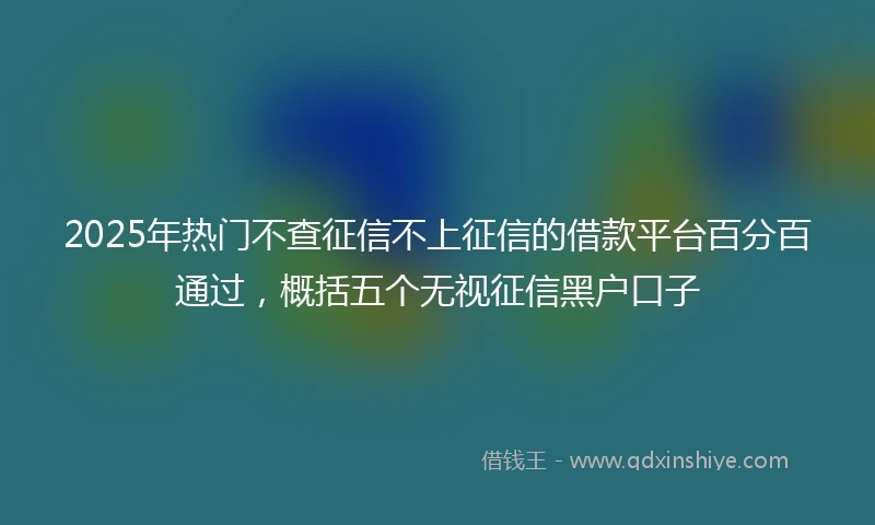 2025年热门不查征信不上征信的借款平台百分百通过，概括五个无视征信黑户口子