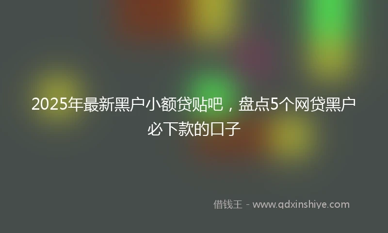 2025年最新黑户小额贷贴吧,盘点5个网贷黑户必下款的口子