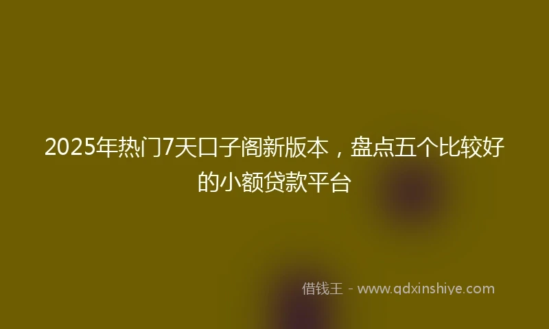 2025年热门7天口子阁新版本，盘点五个比较好的小额贷款平台