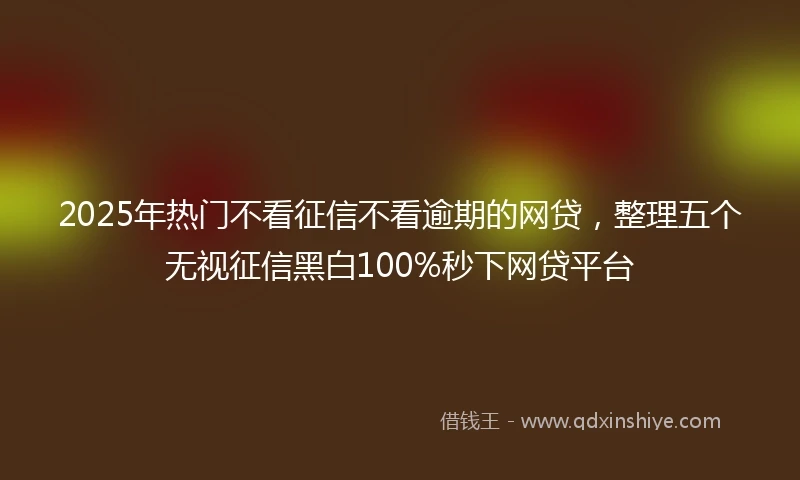 2025年热门不看征信不看逾期的网贷，整理五个无视征信黑白100%秒下网贷平台