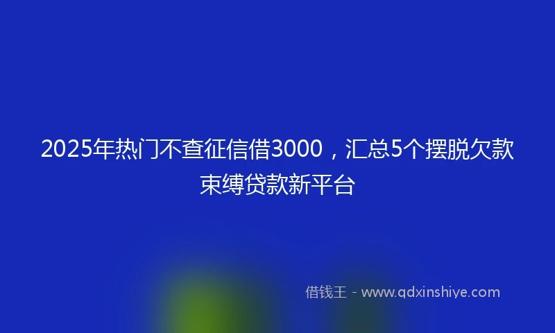 2025年热门不查征信借3000，汇总5个摆脱欠款束缚贷款新平台