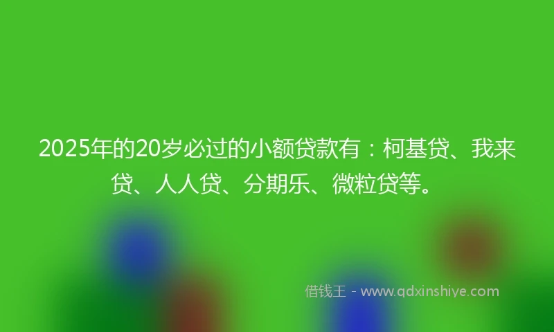 2025年的20岁必过的小额贷款有：柯基贷、我来贷、人人贷、分期乐、微粒贷等。