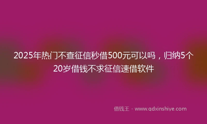 2025年热门不查征信秒借500元可以吗，归纳5个20岁借钱不求征信速借软件
