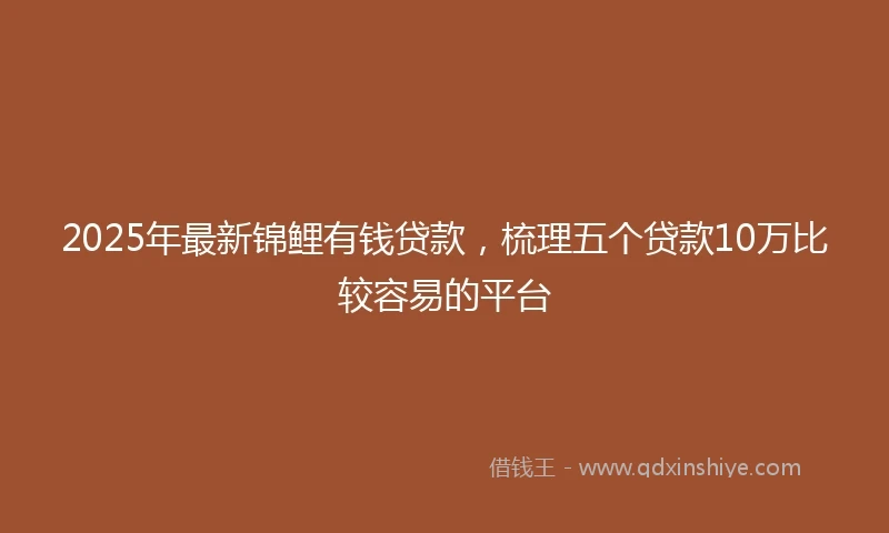 2025年最新锦鲤有钱贷款，梳理五个贷款10万比较容易的平台