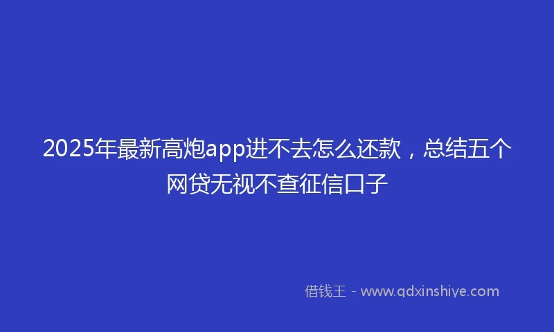 2025年最新高炮app进不去怎么还款，总结五个网贷无视不查征信口子