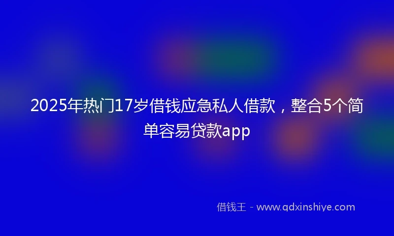 2025年热门17岁借钱应急私人借款，整合5个简单容易贷款app