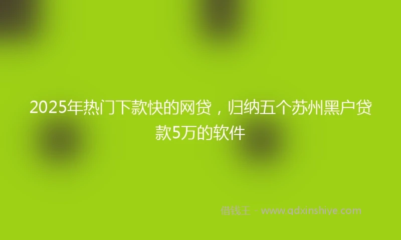 2025年热门下款快的网贷，归纳五个苏州黑户贷款5万的软件