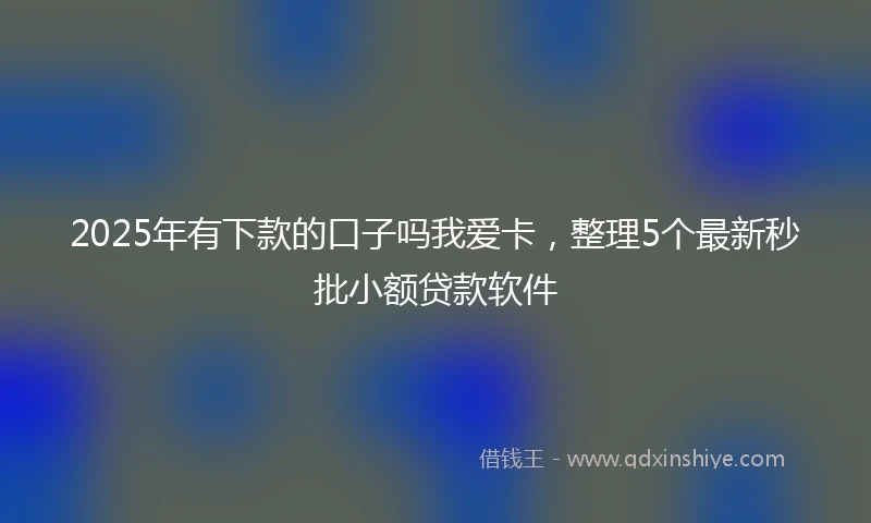 2025年有下款的口子吗我爱卡，整理5个最新秒批小额贷款软件