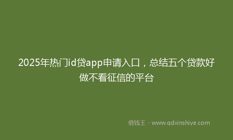 2025年热门id贷app申请入口，总结五个贷款好做不看征信的平台