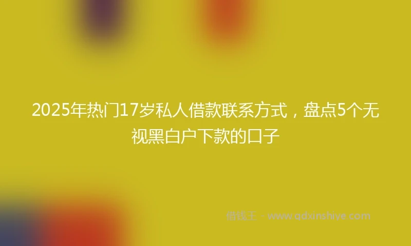 2025年热门17岁私人借款联系方式，盘点5个无视黑白户下款的口子