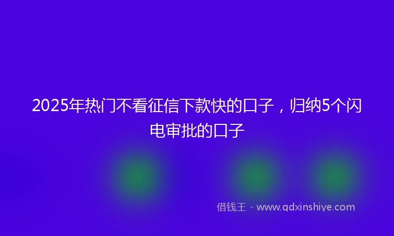 2025年热门不看征信下款快的口子，归纳5个闪电审批的口子