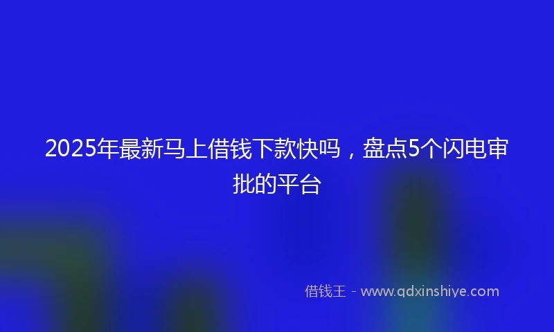 2025年最新马上借钱下款快吗，盘点5个闪电审批的平台