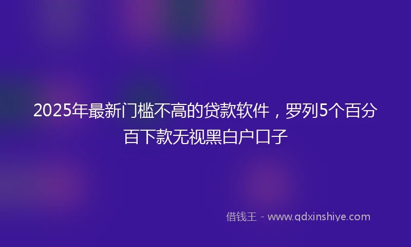 2025年最新门槛不高的贷款软件，罗列5个百分百下款无视黑白户口子