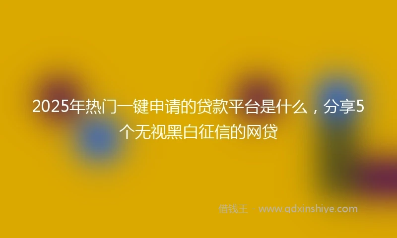 2025年热门一键申请的贷款平台是什么，分享5个无视黑白征信的网贷