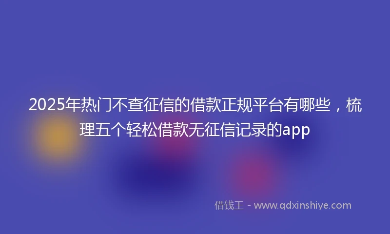 2025年热门不查征信的借款正规平台有哪些，梳理五个轻松借款无征信记录的app