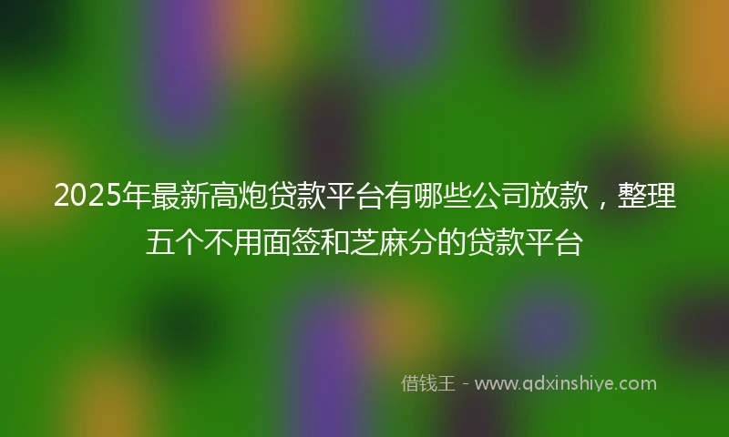 2025年最新高炮贷款平台有哪些公司放款，整理五个不用面签和芝麻分的贷款平台