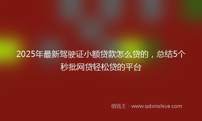 2025年最新驾驶证小额贷款怎么贷的，总结5个秒批网贷轻松贷的平台