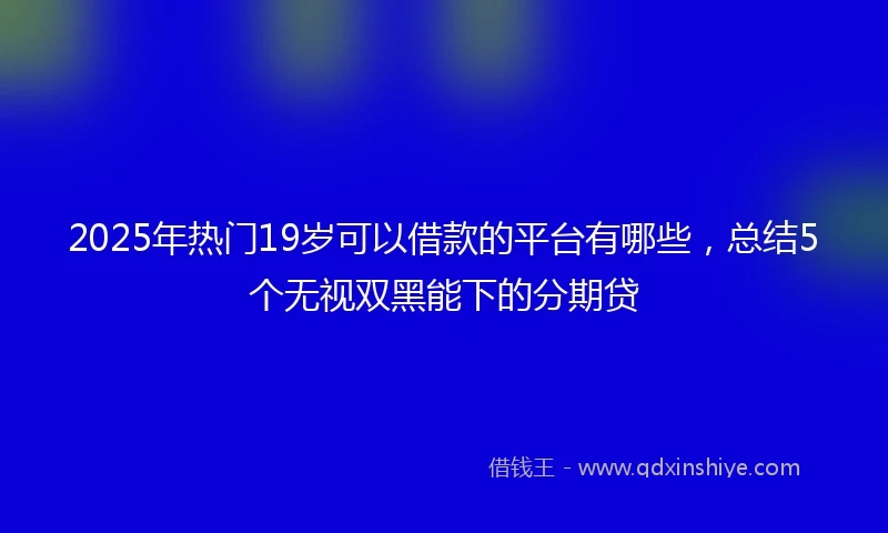 2025年热门19岁可以借款的平台有哪些，总结5个无视双黑能下的分期贷