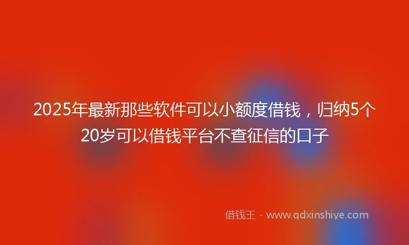 2025年最新那些软件可以小额度借钱，归纳5个20岁可以借钱平台不查征信的口子