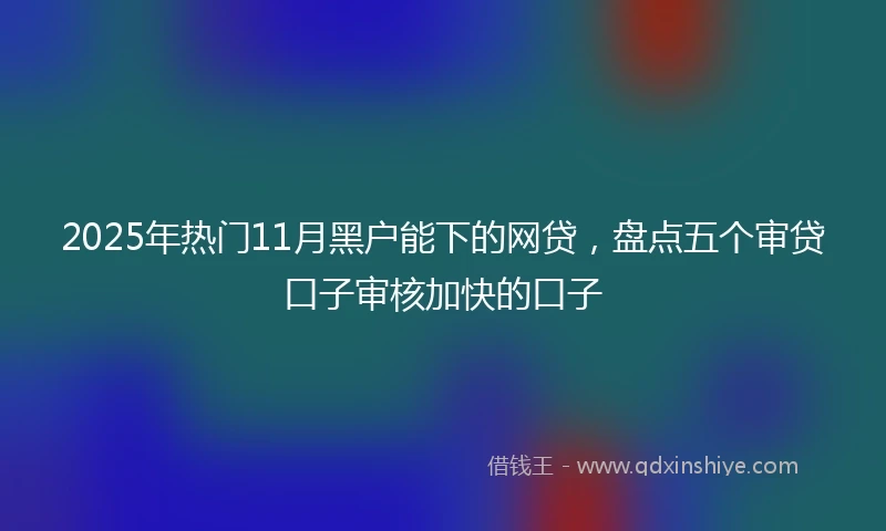 2025年热门11月黑户能下的网贷，盘点五个审贷口子审核加快的口子