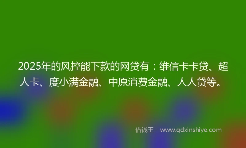 2025年的风控能下款的网贷有：维信卡卡贷、超人卡、度小满金融、中原消费金融、人人贷等。