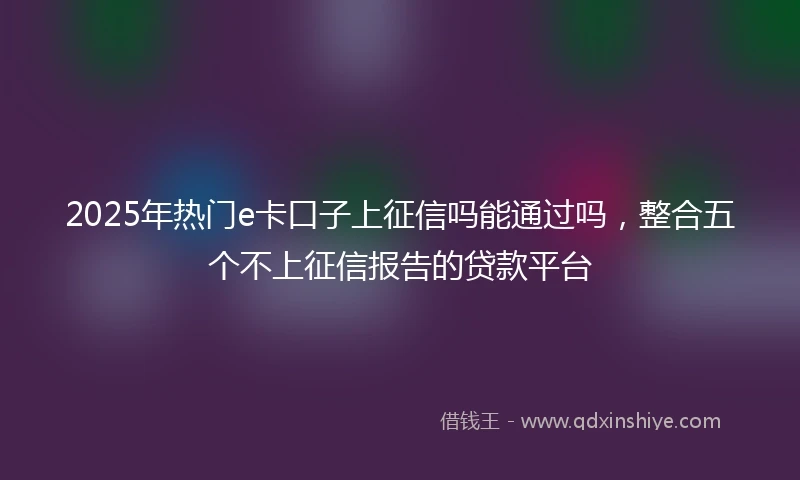 2025年热门e卡口子上征信吗能通过吗,整合五个不上征信报告的贷款平台
