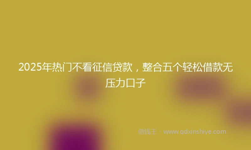 2025年热门不看征信贷款,整合五个轻松借款无压力口子