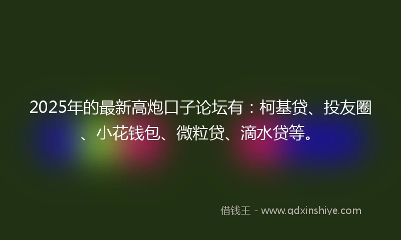 2025年的最新高炮口子论坛有：柯基贷、投友圈、小花钱包、微粒贷、滴水贷等。
