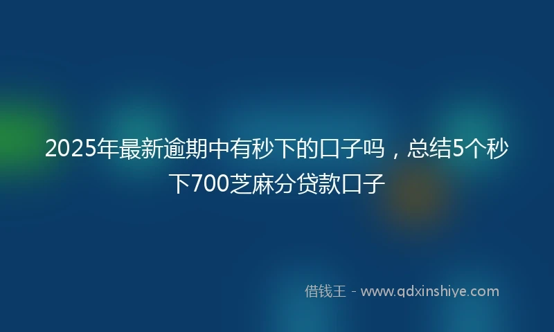 2025年最新逾期中有秒下的口子吗，总结5个秒下700芝麻分贷款口子