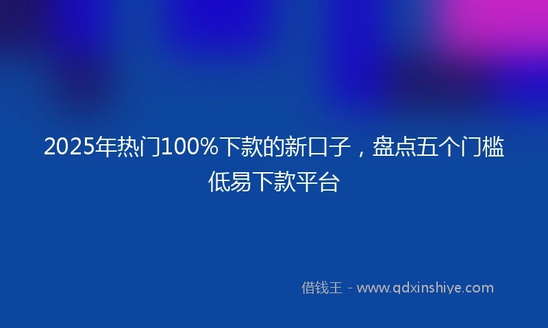 2025年热门100%下款的新口子，盘点五个门槛低易下款平台