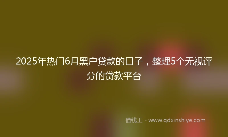 2025年热门6月黑户贷款的口子，整理5个无视评分的贷款平台