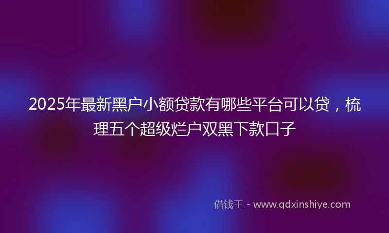 2025年最新黑户小额贷款有哪些平台可以贷，梳理五个超级烂户双黑下款口子