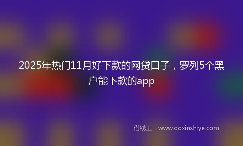2025年热门11月好下款的网贷口子，罗列5个黑户能下款的app