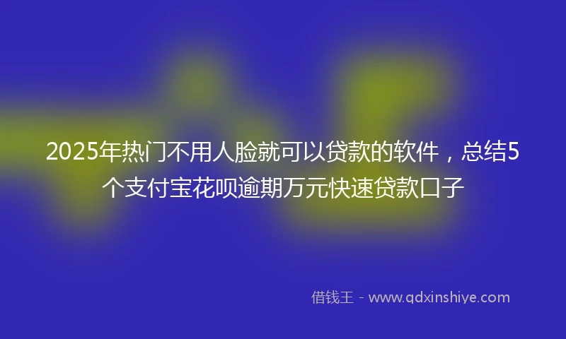 2025年热门不用人脸就可以贷款的软件，总结5个支付宝花呗逾期万元快速贷款口子