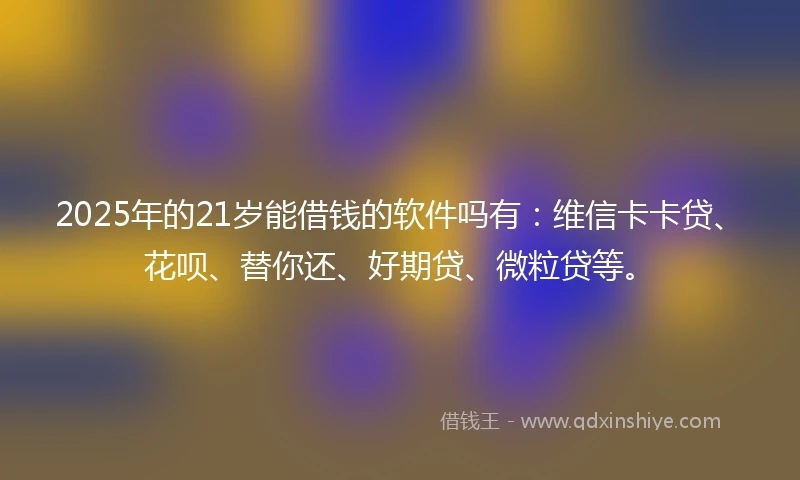 2025年的21岁能借钱的软件吗有:维信卡卡贷、花呗、替你还、好期贷、微粒贷等。