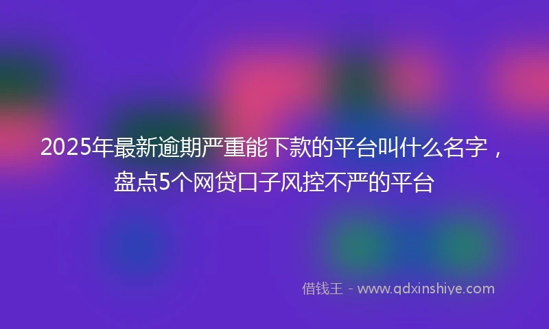 2025年最新逾期严重能下款的平台叫什么名字，盘点5个网贷口子风控不严的平台